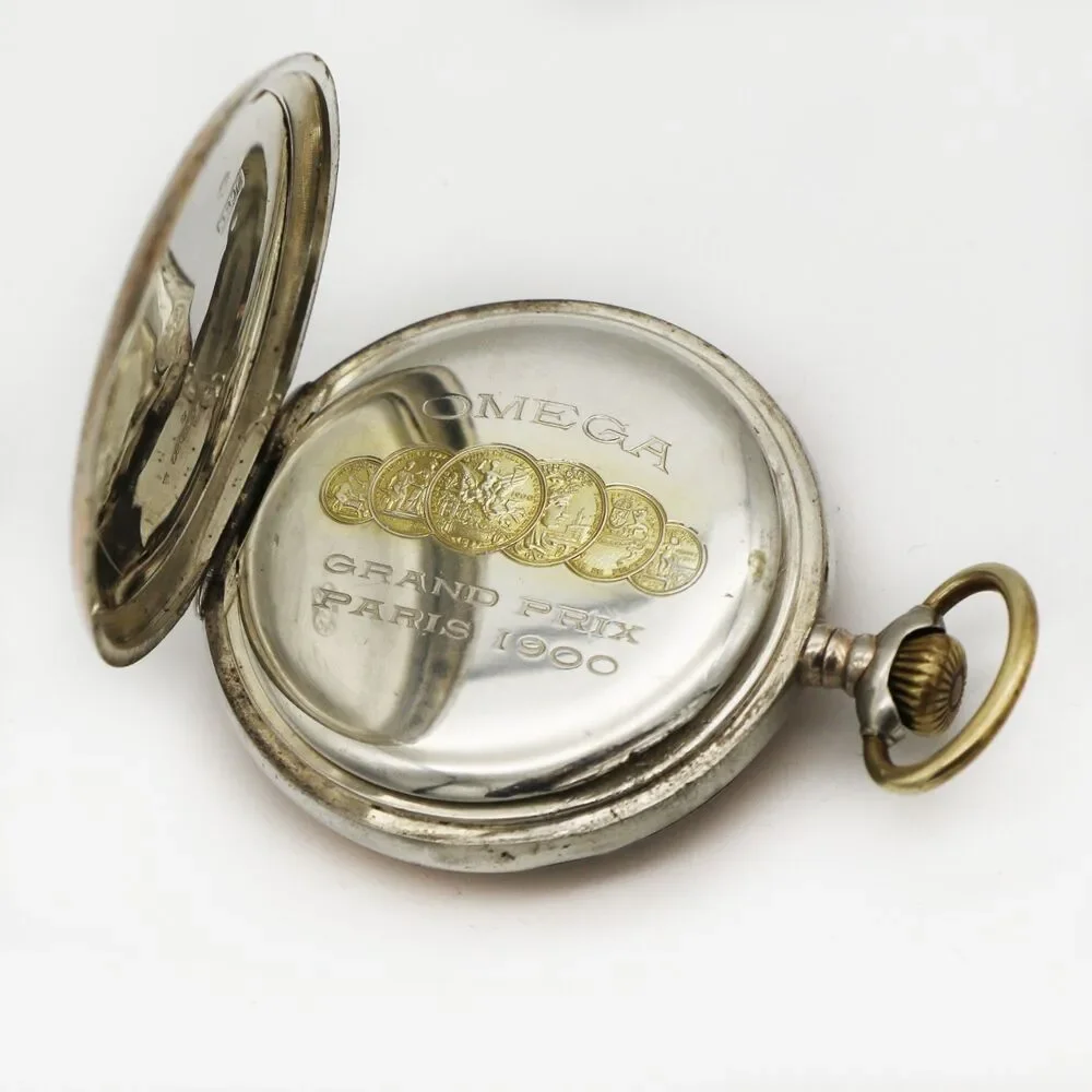Omega Antique  Open Face .800 Silver Early 1900s Swiss Mechanical Pocket Watch